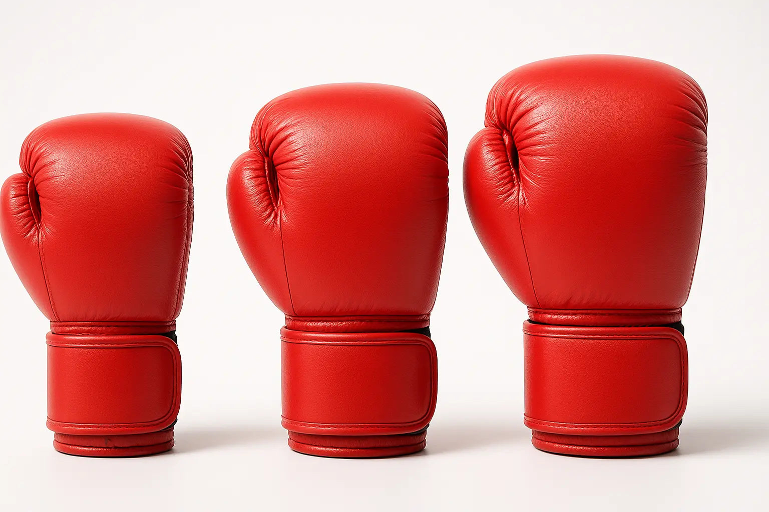 Photo of  12 oz, 14 oz & 16 oz gloves side‑by‑side