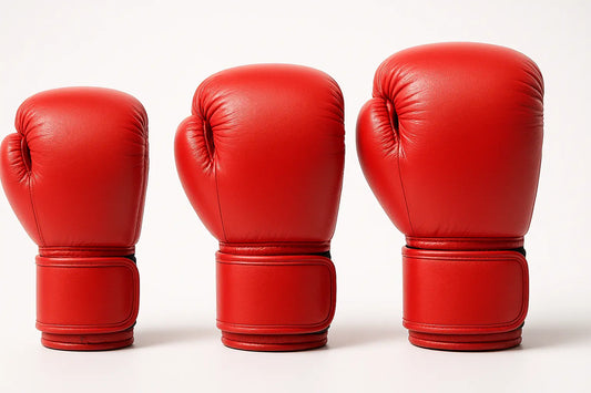 Photo of  12 oz, 14 oz & 16 oz gloves side‑by‑side