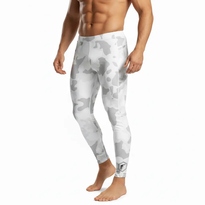 Fighters Corner white camouflage athletic leggings barefoot pose