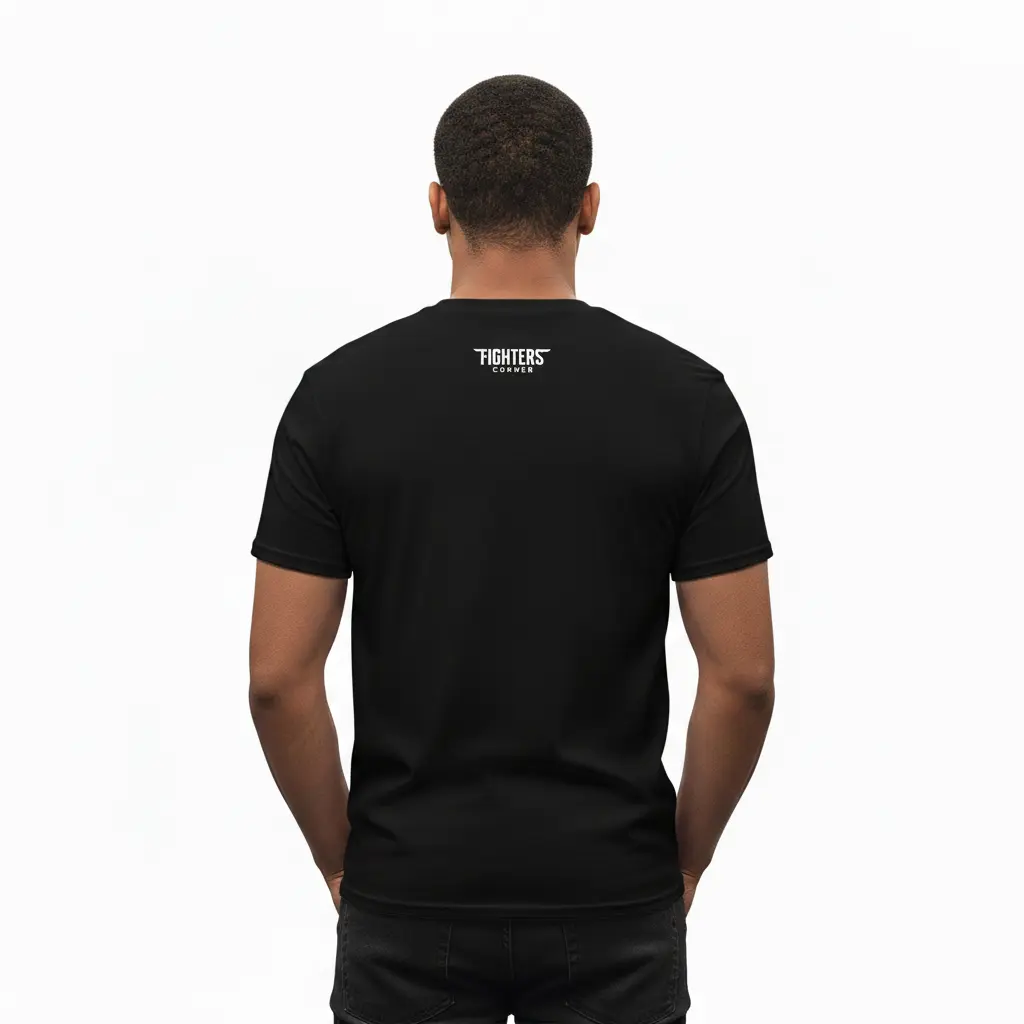 Fighters Corner boxing apparel back view - combat sports t-shirt with fighters graphic - athletic wear and fight wear for training