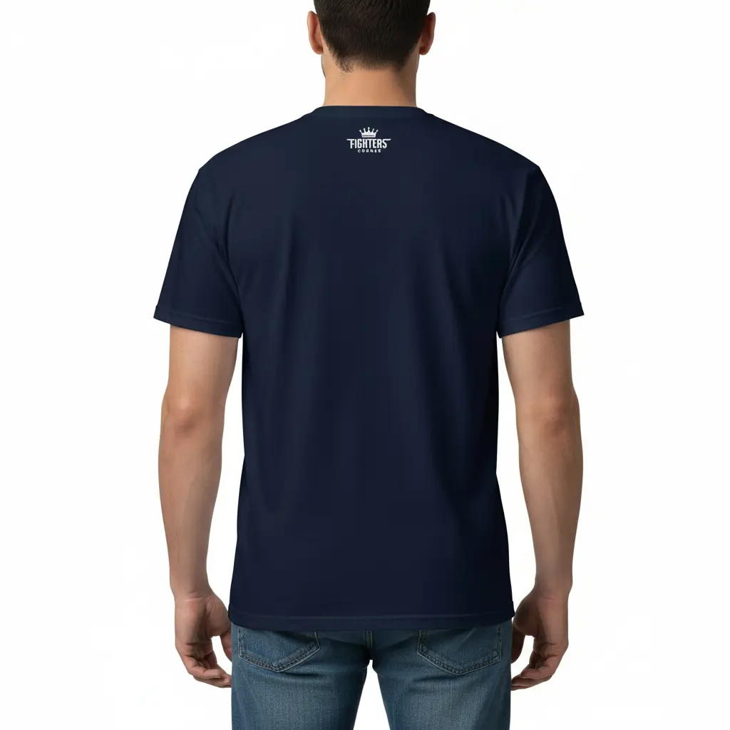 Fighters Corner boxing apparel - navy blue t-shirt back view with Fighters Corner logo - Future Champion In Training athletic wear and combat sports fight wear