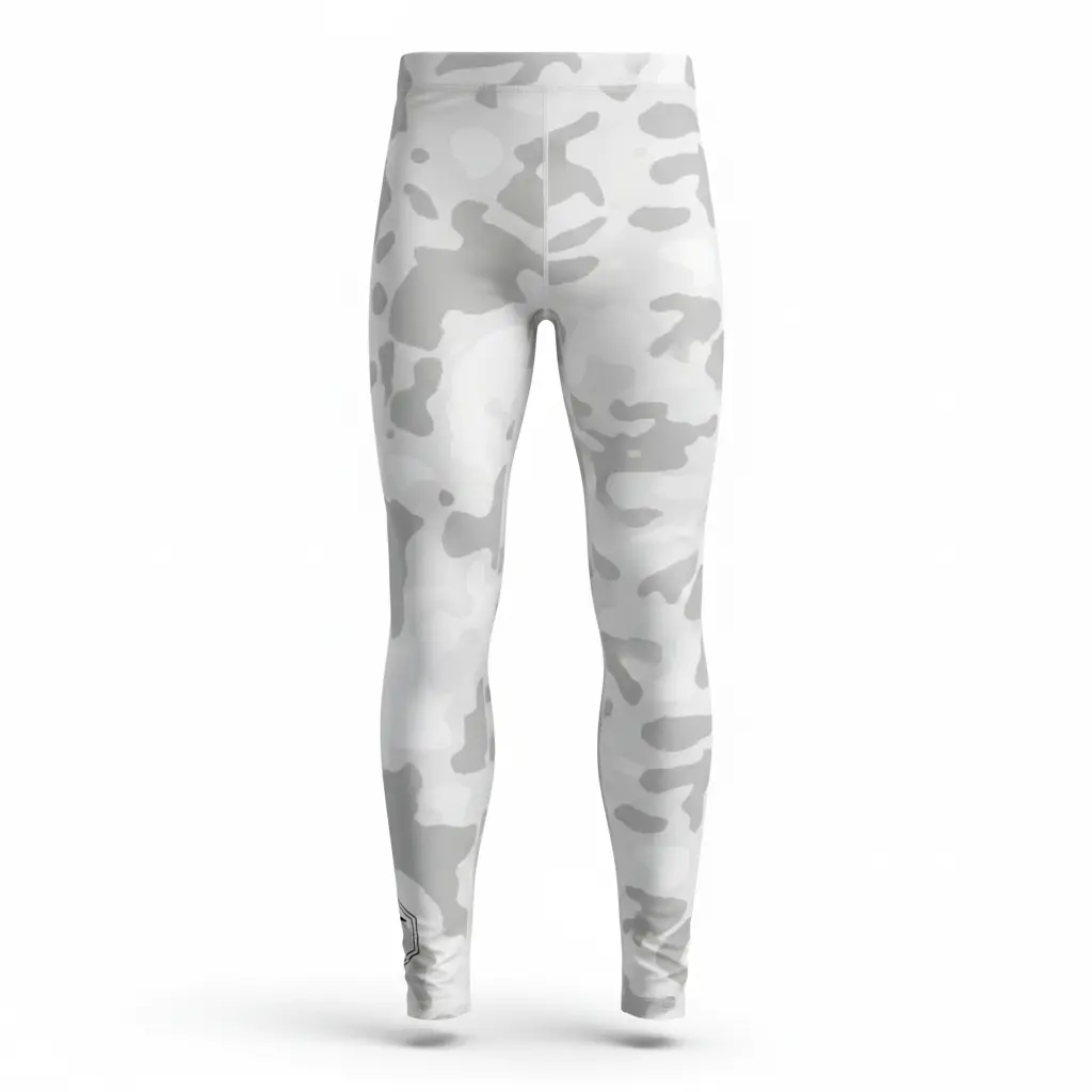 Fighters Corner white camouflage athletic leggings front view