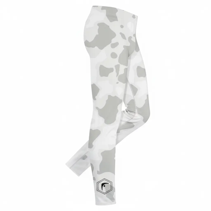 Fighters Corner white camouflage athletic leggings left side view
