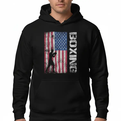 Fighters Corner black boxing hoodie front athletic stance mockup - premium combat sports hooded sweatshirt for fight training and athletic wear