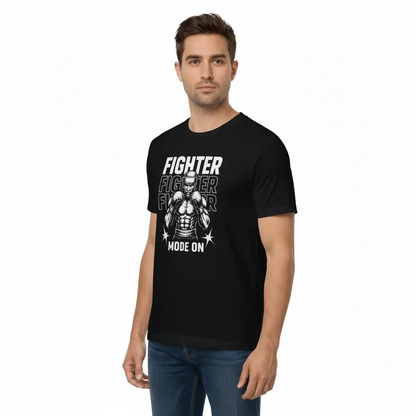 Fighters Corner black boxing t-shirt 3/4 front relaxed mockup - premium combat sports fight wear apparel
