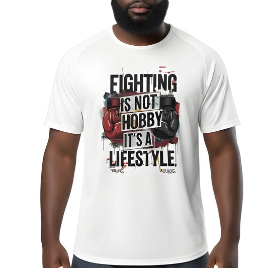 Fighters Corner boxing t-shirt mockup - white athletic wear with boxing gear design - combat sports fight wear apparel for training
