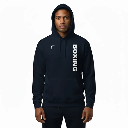 Fighters Corner navy boxing hoodie front neutral mockup - premium combat sports hooded sweatshirt for fight training and athletic wear