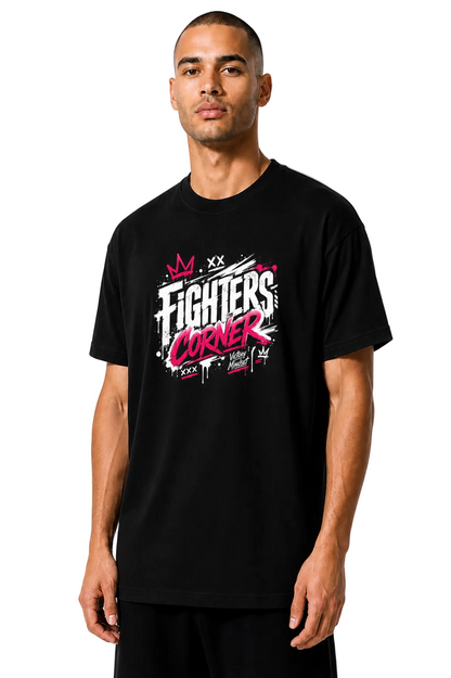 Fighters Corner Built Different Streetwear T-Shirt in Black, three-quarter front view