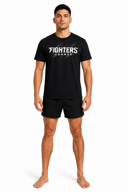 Fighters Corner Corner Strike Boxing T-Shirt — Black front mockup, regular unisex fit