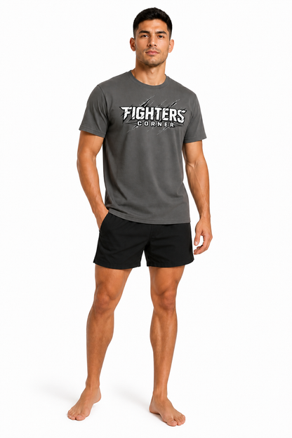 Fighters Corner Corner Strike Boxing T-Shirt — Gray relaxed lifestyle mockup, regular unisex fit