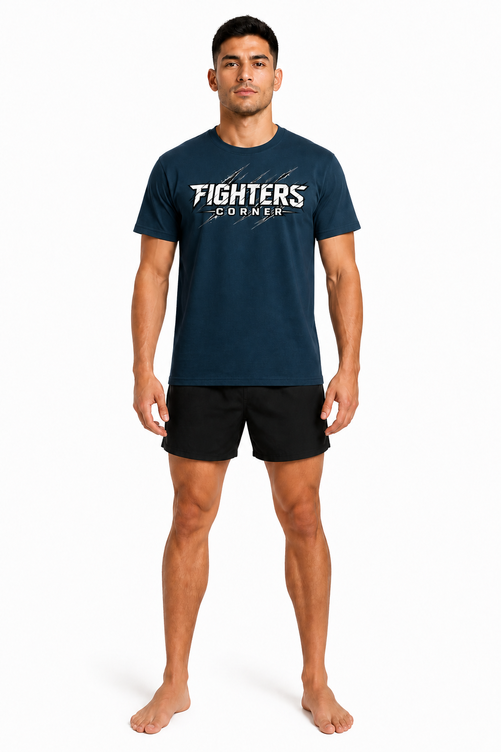 Fighters Corner Corner Strike Boxing T-Shirt — Navy front mockup, regular unisex fit
