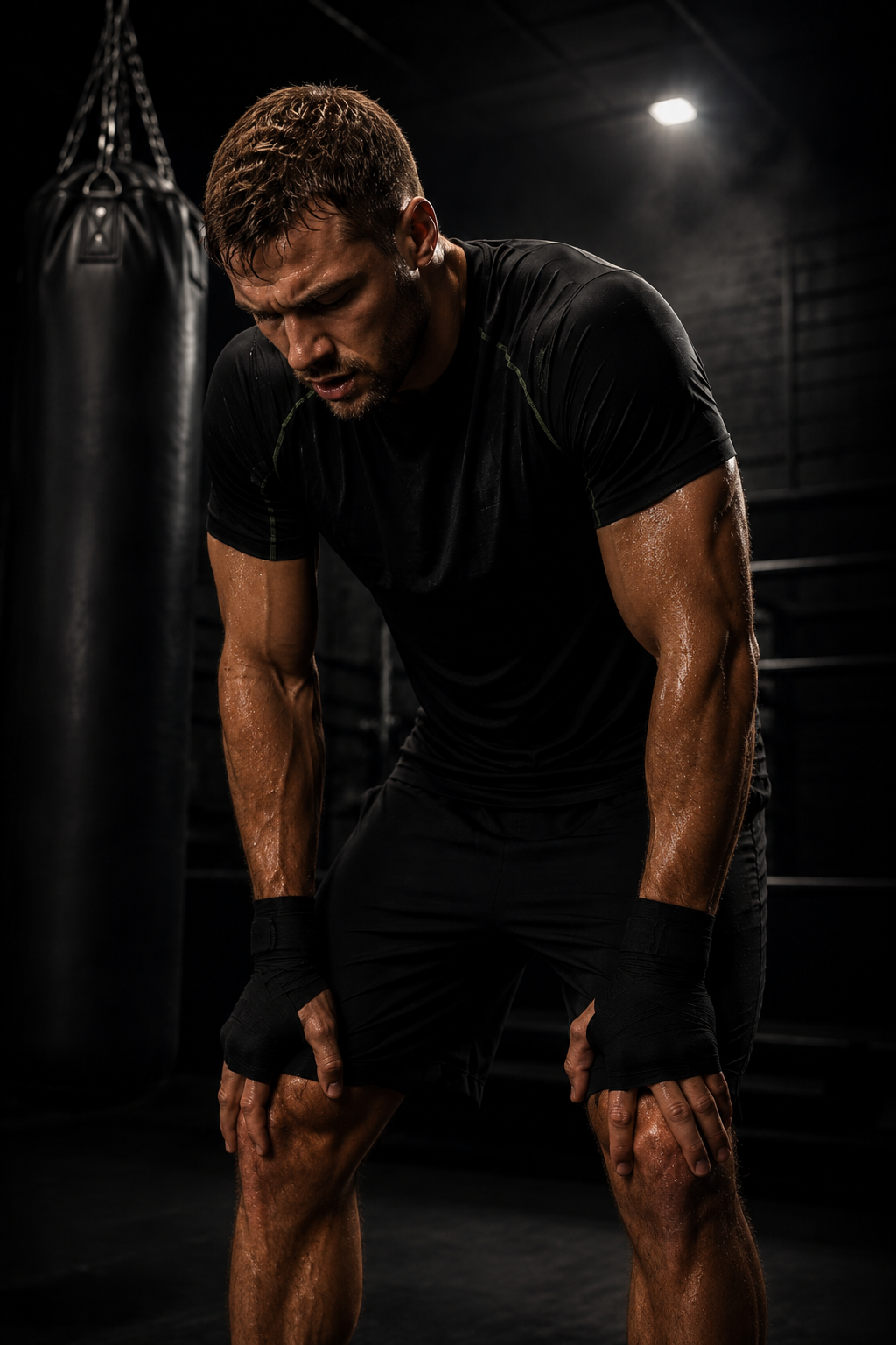Boxer pushing through a high-intensity uphill sprint, representing resilience