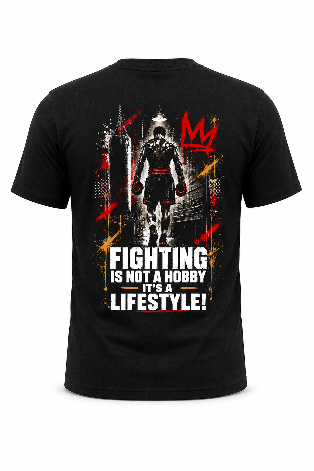 Fighters Corner Fighting Is Not a Hobby black T-shirt, back ghost mannequin view