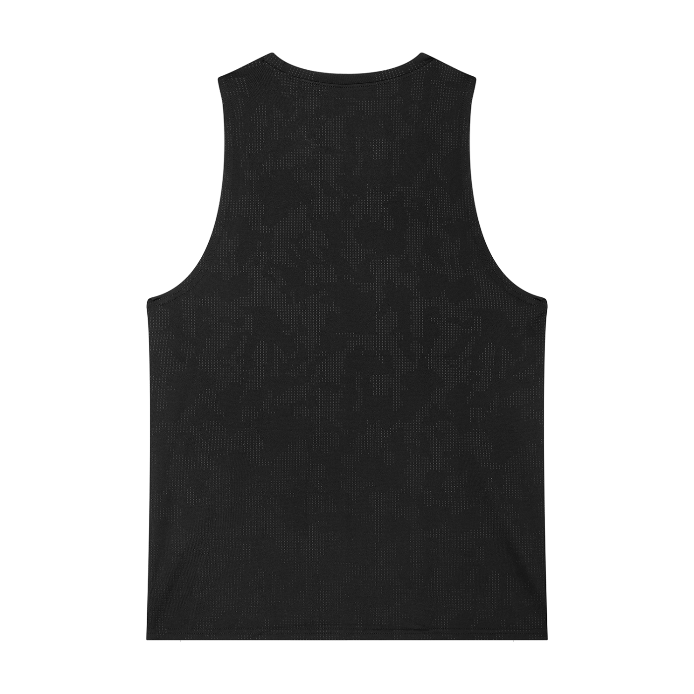 Black jacquard performance tank top back flat lay