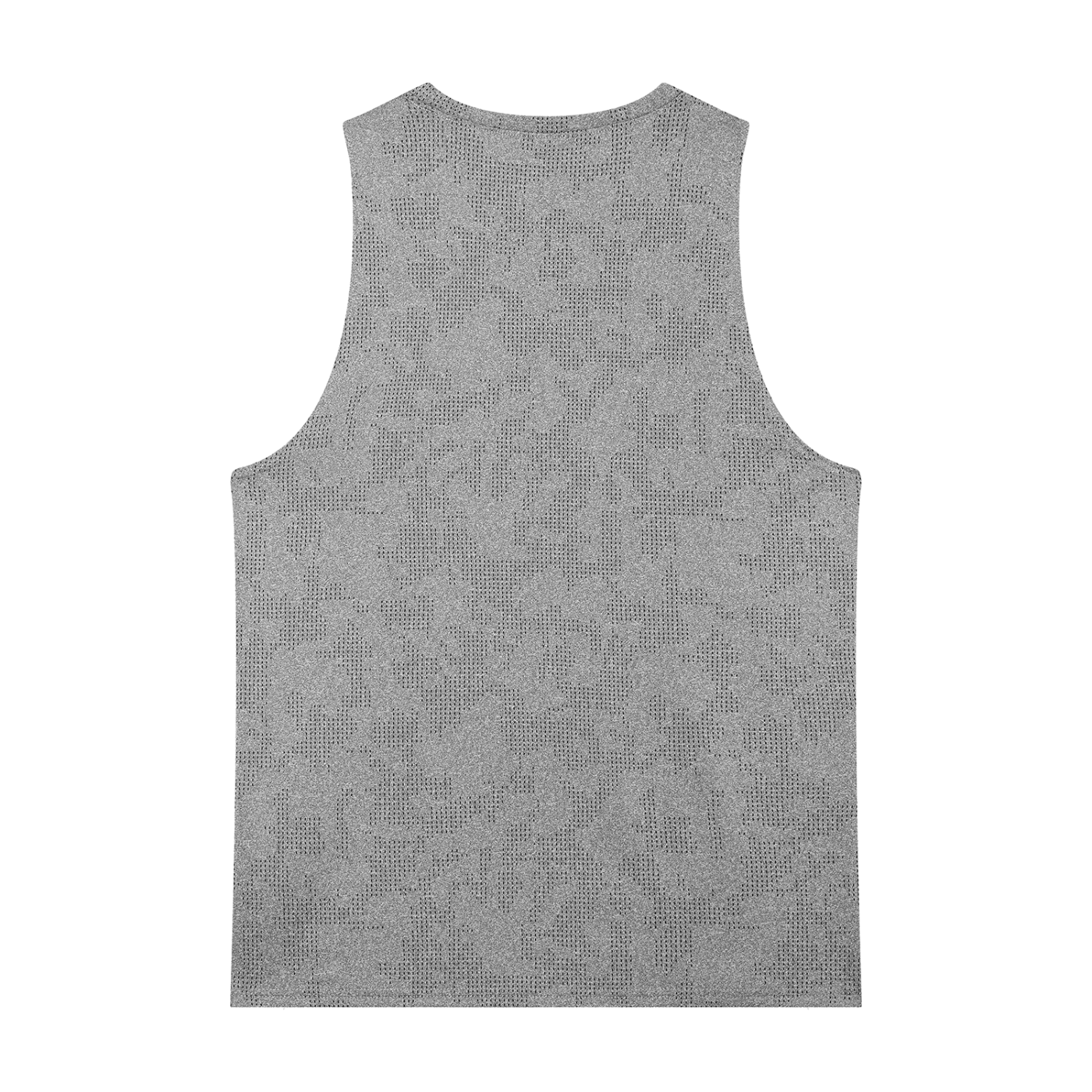 Gray jacquard performance tank top back flat lay