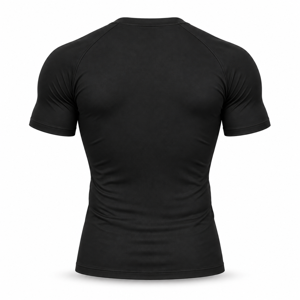 Fighters Corner No Pain No Gain compression performance shirt in Black, rear ghost mockup with blank back