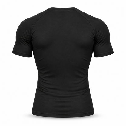 Fighters Corner No Pain No Gain compression performance shirt in Black, rear ghost mockup with blank back
