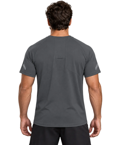 Fighters Corner One More Round Reflective Raglan T-Shirt in Dark Gray, back view