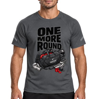 Fighters Corner One More Round Reflective Raglan T-Shirt in Dark Gray, front athletic view